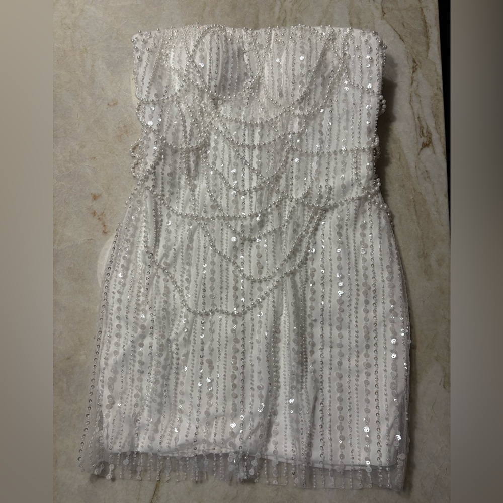 Elegant White Sequin Bridal Dress